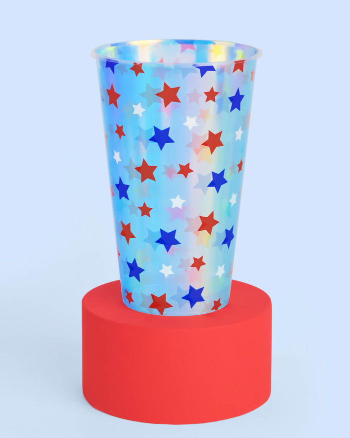 Stars & Stripes Cups - 16 iridescent 16 oz cups