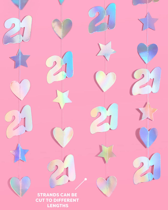 Finally 21 Garland - iridescent foil backdrop