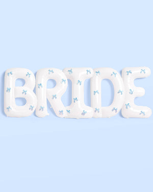 XL Bride + Bows Balloons - 40" white balloons + blue bows