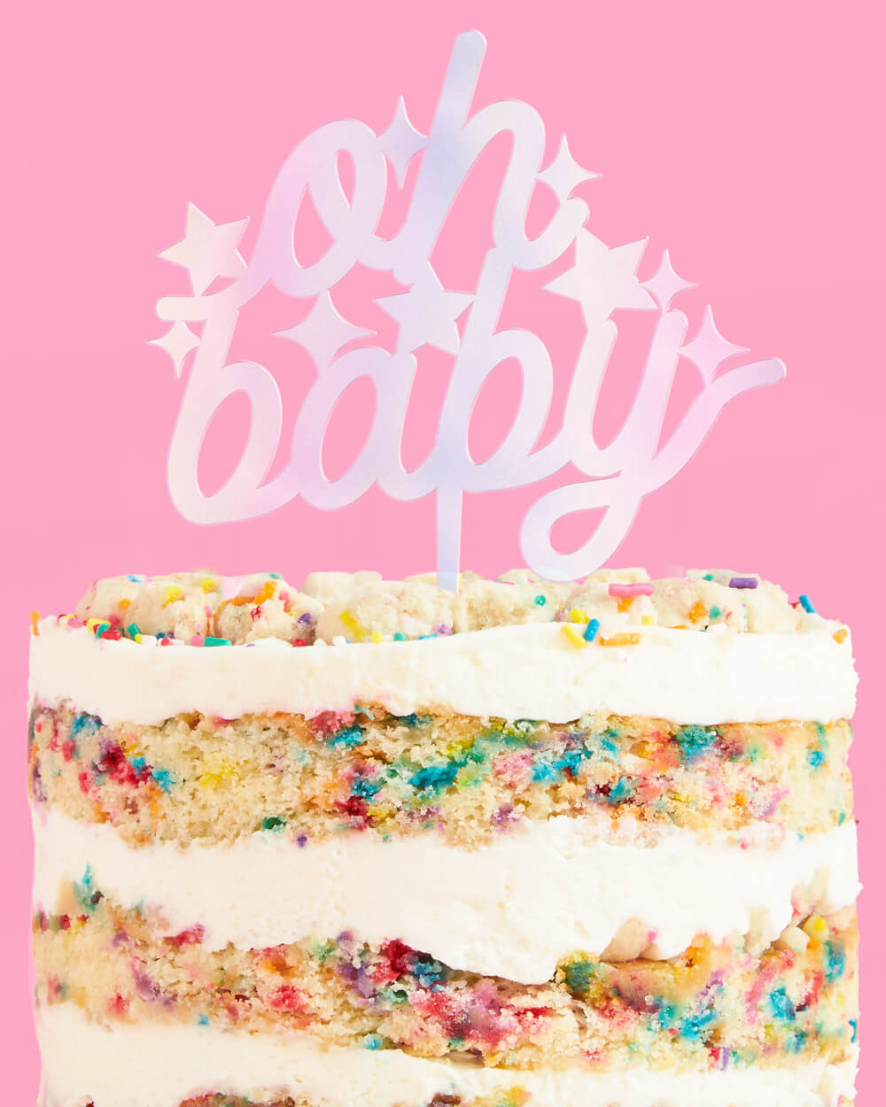 Oh Baby Topper - iridescent cake topper