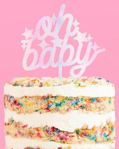 Oh Baby Topper - iridescent cake topper