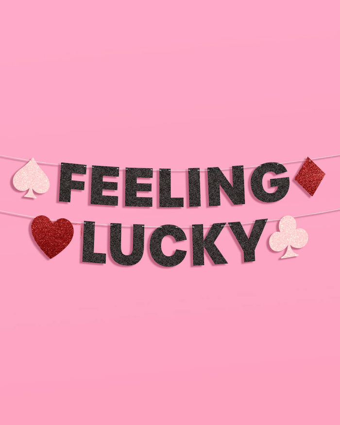 Feeling Lucky Banner - black glitter banner