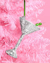 Disco Martini Ornament - silver disco ornament