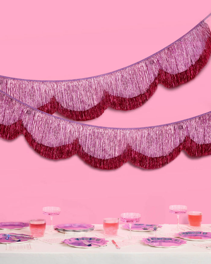 Tickled Pink Fringe - scalloped banner