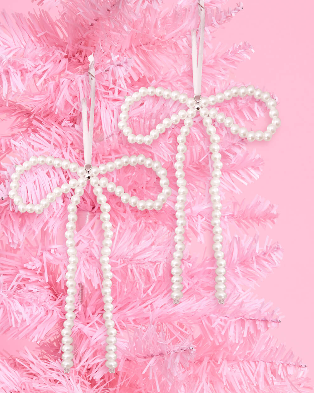 Pearl Bow Ornament Set - 6 pearl bows