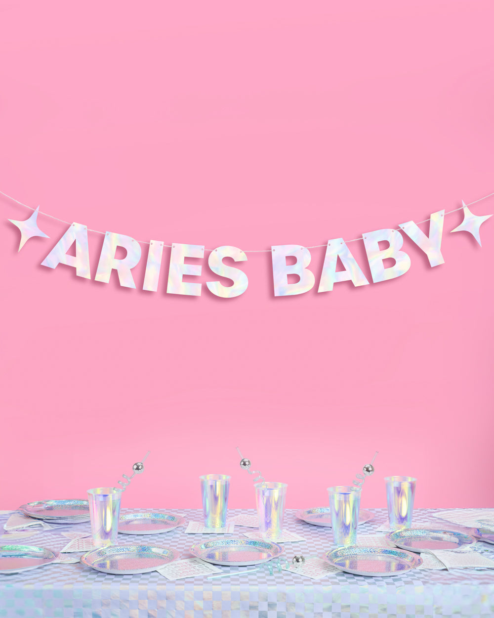 Aries Baby Banner - iridescent foil banner