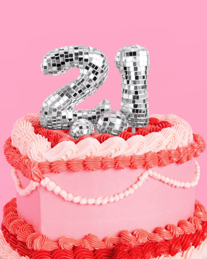 21 Disco Topper - 6 pc mirrored cake toppers