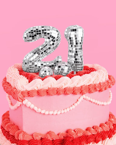 21 Disco Topper - 6 pc mirrored cake toppers