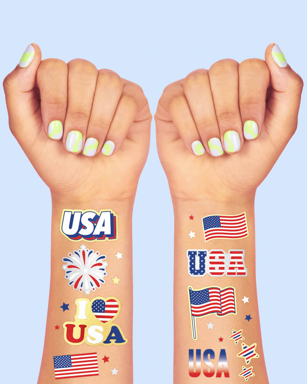 Stars & Stripes Tats - 70 foil temporary tattoos