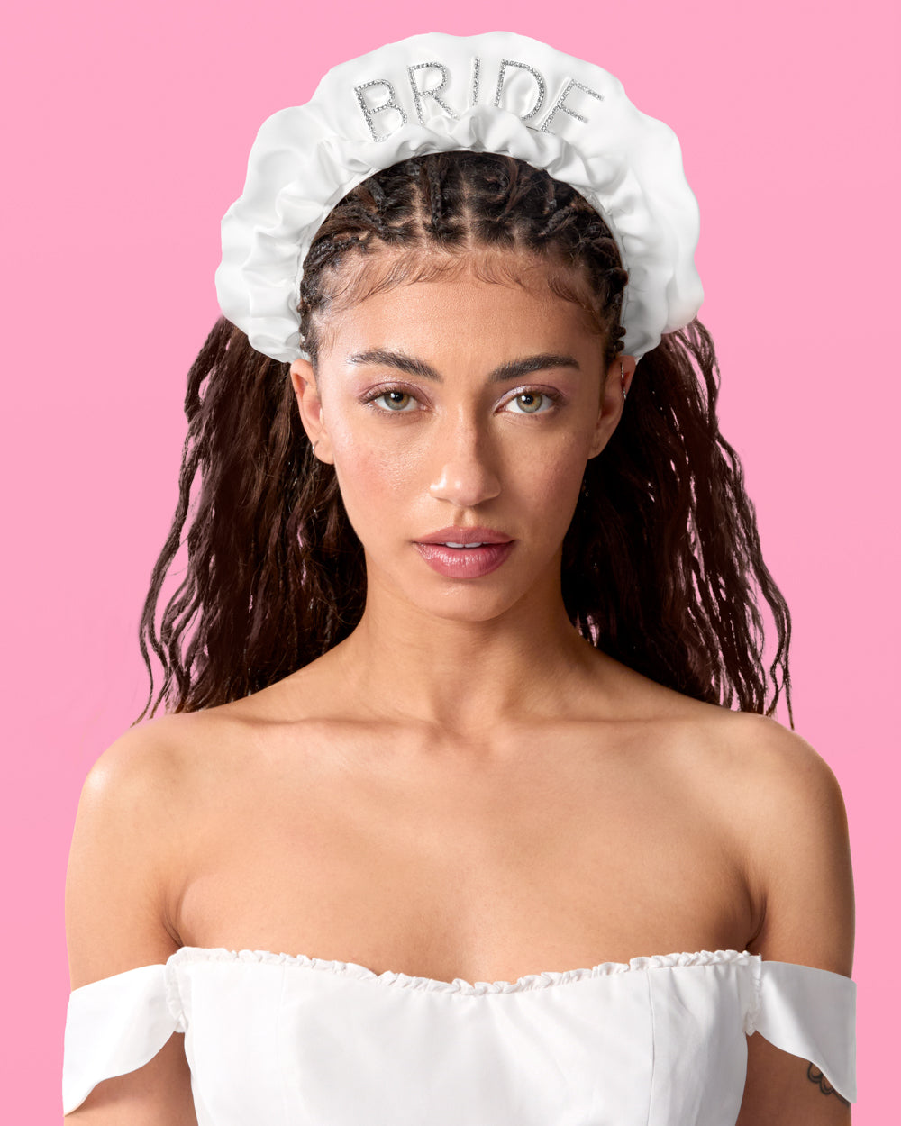 Ruffles Headband - white satin headband