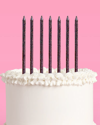 Midnight Sparkle Candles - 10 black glitter candles