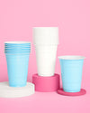 Blue + White Cups - 50 matte 16 oz cups