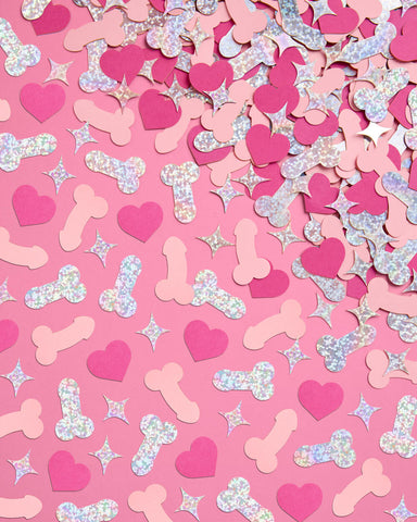 Penis Confetti - 200 pc pink + holographic confetti