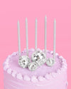 Disco + Iridescent Candle Cake Topper - candles + disco ball cake toppers