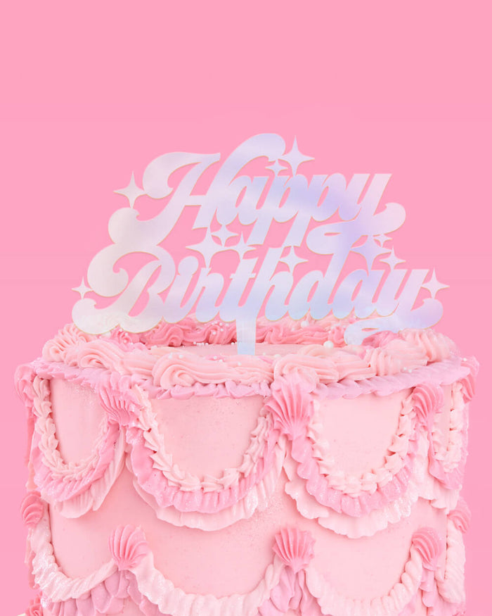 Shimmer HBD Topper - iridescent cake topper