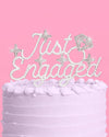 Just Engaged Topper - pearl + crystal cake topper