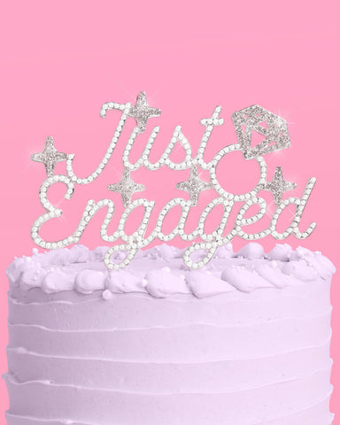 Just Engaged Topper - pearl + crystal cake topper