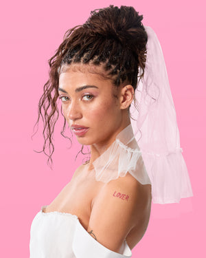 Ruffled Romance Veil - white bridal veil w. ruffle