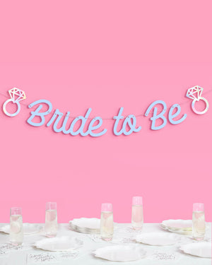 Blue Bride to Be Banner - matte blue + iridescent foil