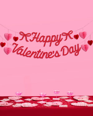 Happy Vday Banner - 3D glitter banner