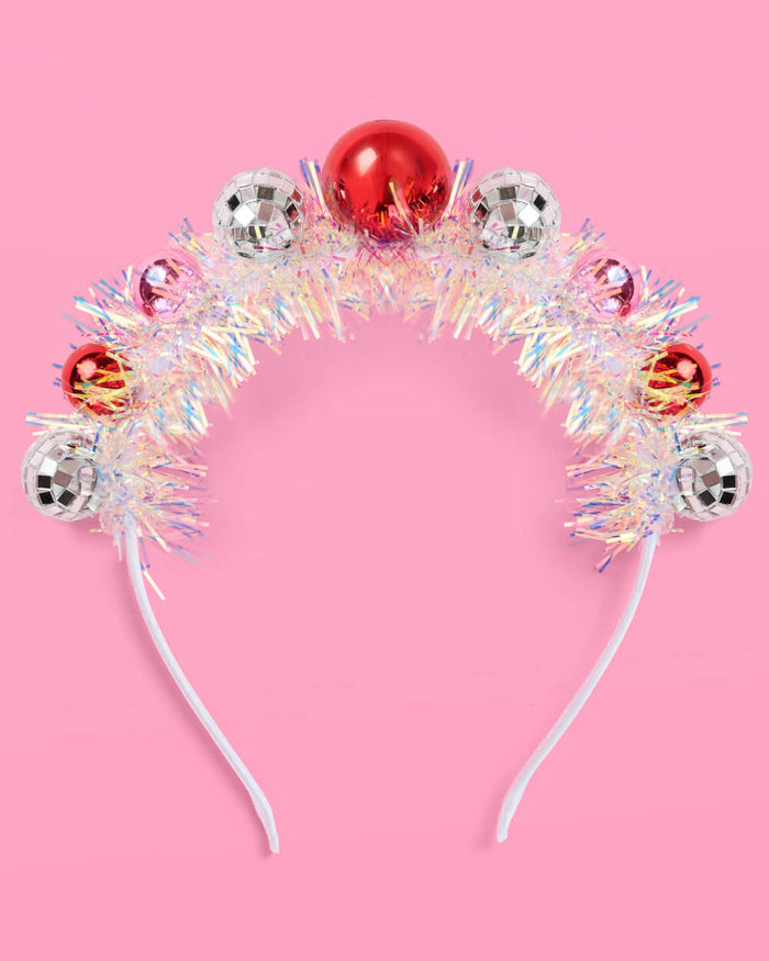 Disco Christmas Headband - ornaments + fringe headband