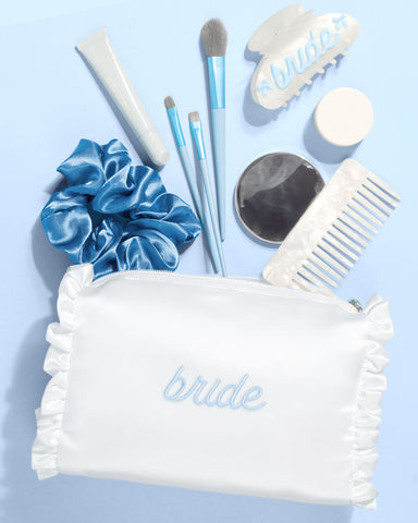 The Bride Beauty Bag - embroidered satin bag