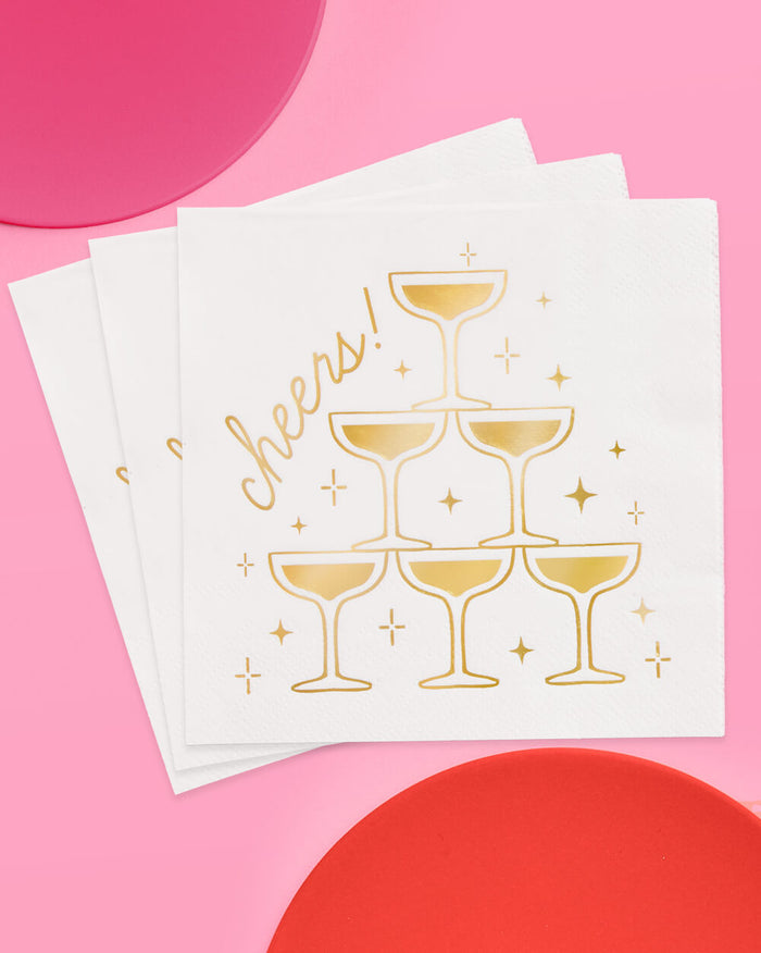 Gold Cheers Napkins - 50 foil napkins