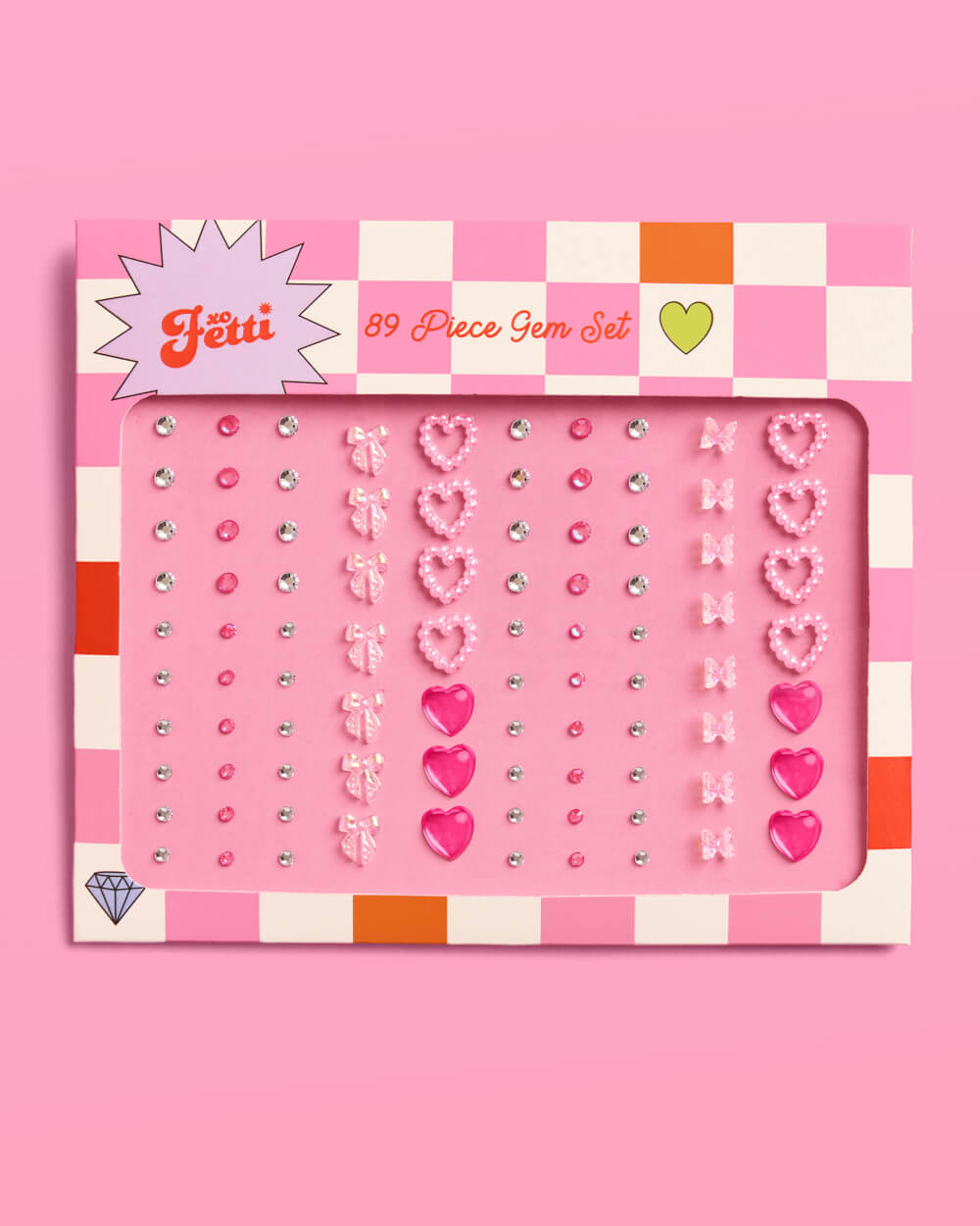 Bow + Heart Gem Set - 89 adhesive face gems