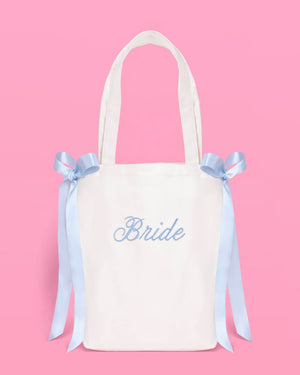 Tying the Knot Tote - embroidered canvas tote w. bows