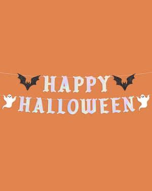 Happy Halloween Banner - iridescent foil banner