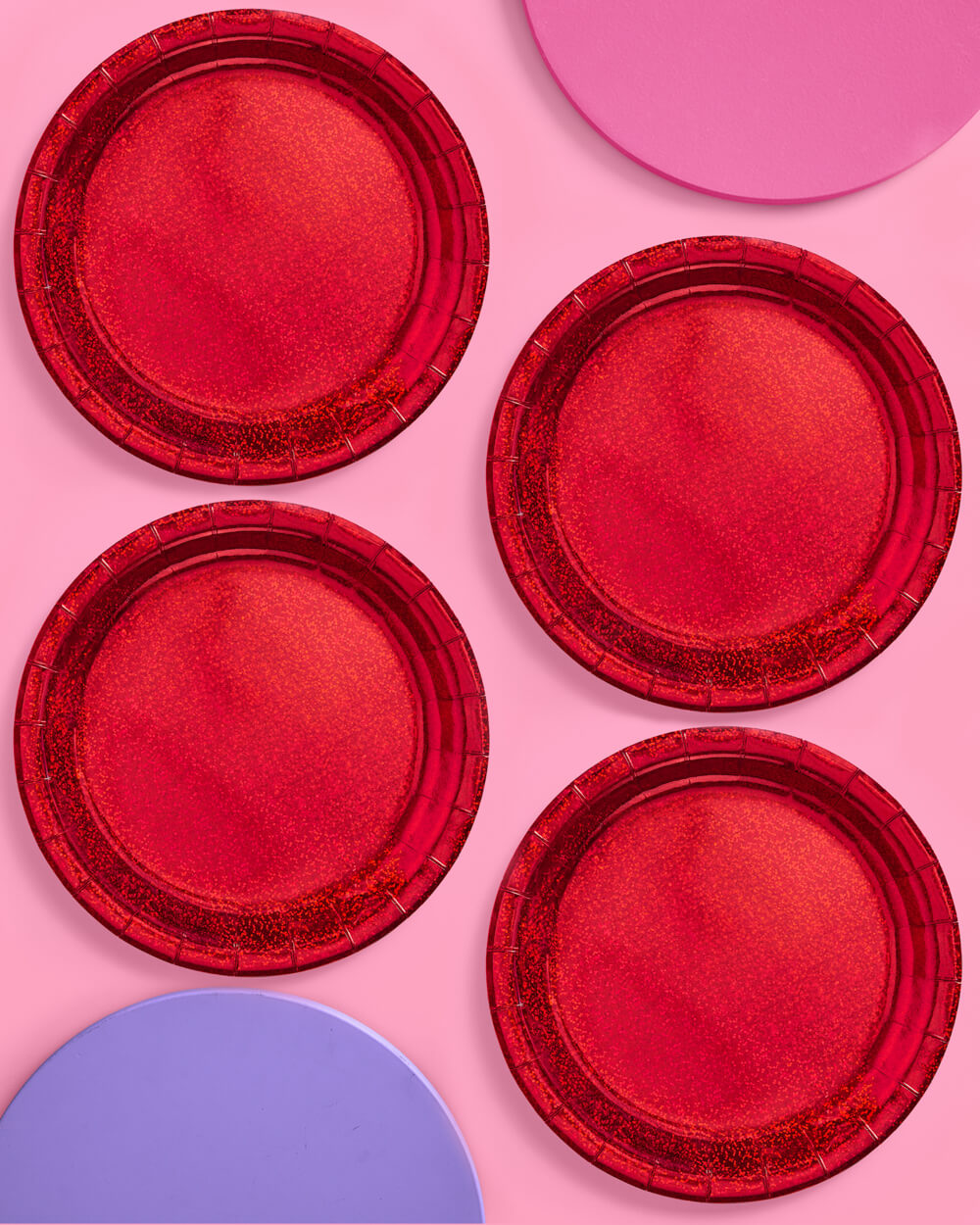 Red Shimmer Plates - 25 paper plates