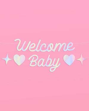 Welcome Baby Banner - iridescent foil banner