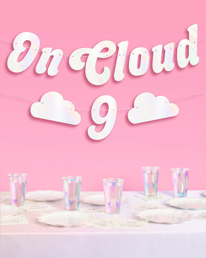 Cloud Nine Banner - white iri foil banner