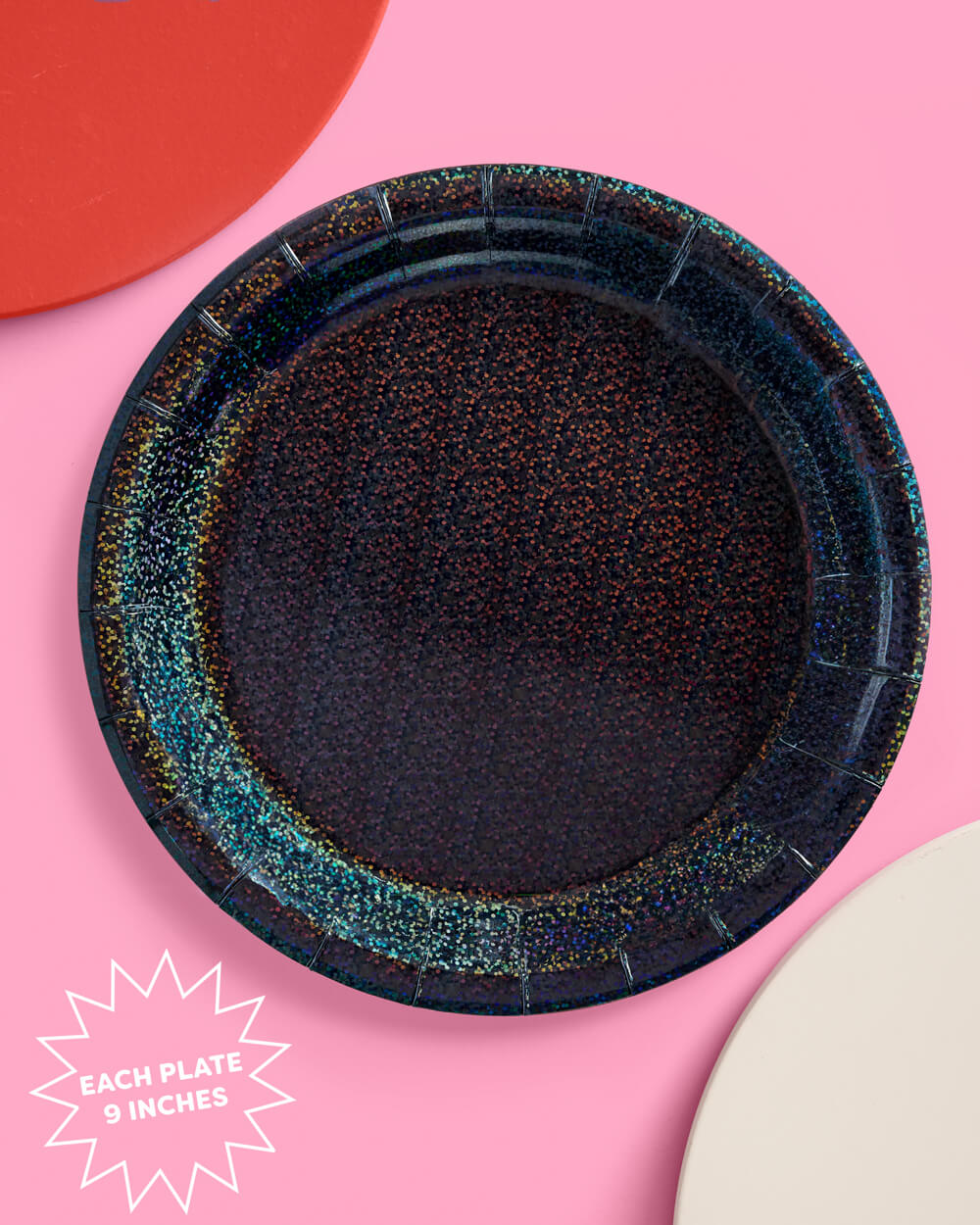 Black Shimmer Plates - 25 paper plates