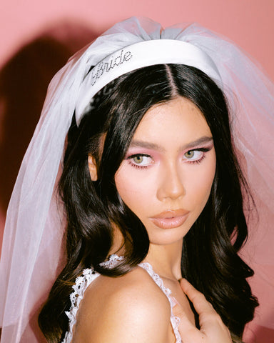 Bachelorette Party Veil With Headband. Bride Halo Crown. Bride