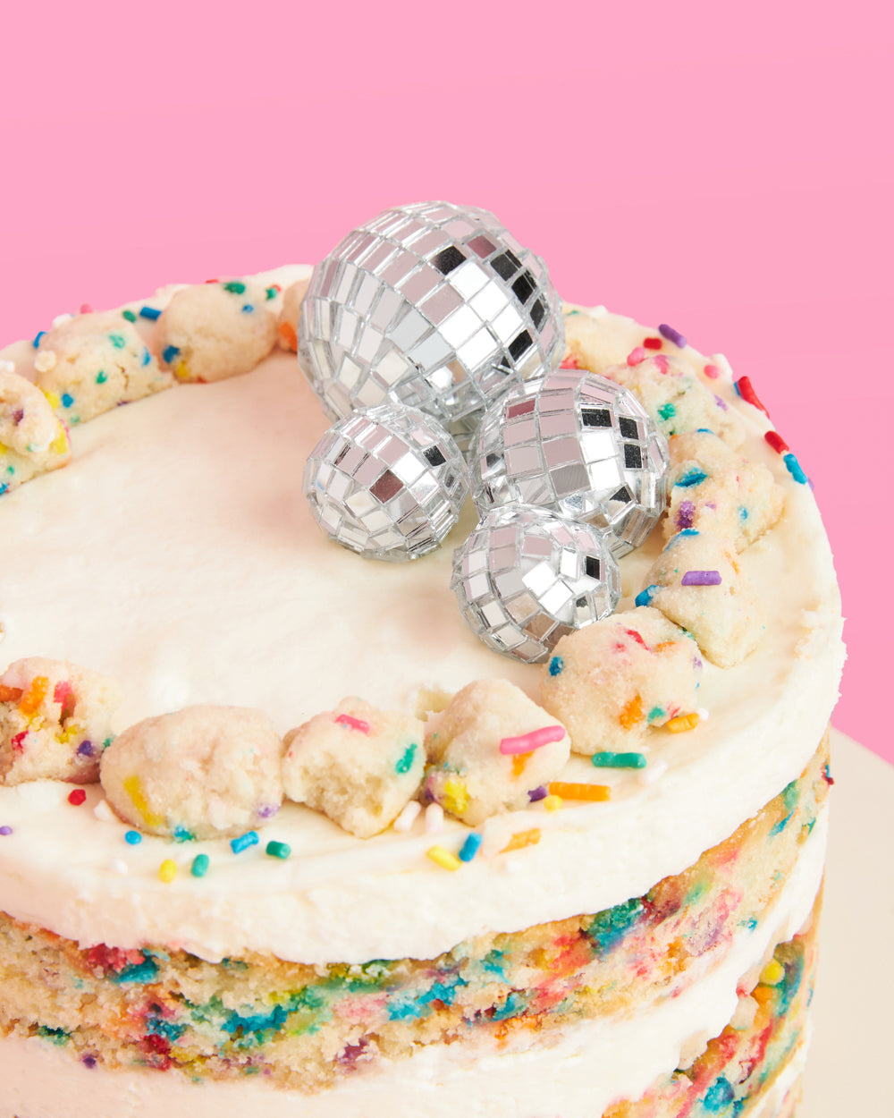 Pink Mini Disco Balls Silver Mini Disco Balls Cupcake / Cake Decorations 